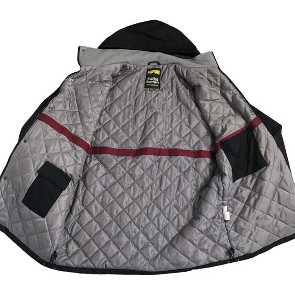 Atlas For Men Black Jacket Coat Sz Large Removable Hood Pockets Hockey Champions - Picture 6 of 12